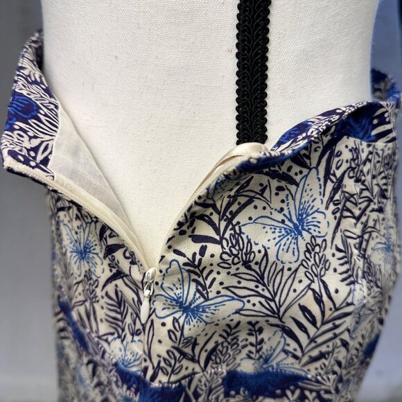 KAREN MILLEN Skirt Blue Floral Tiered Fit & Flare Sz 6 Feminine Butterfly Boho - Picture 6 of 14